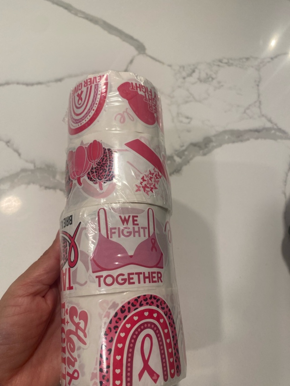 “Believe” Baseball Cap & Breast Cancer awareness stickers 4 rolls - Picture 4 of 8